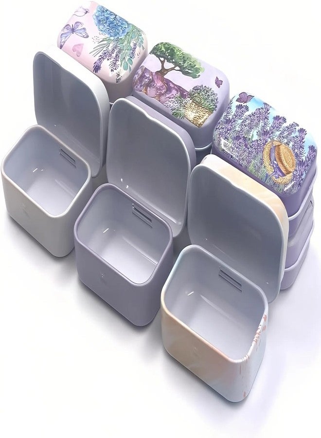 werdecade 16Pcs Mini Trinket Box Jewelry Organizer Storage, Rustic Floral Decorative Boxes Purple Small Metal Tins Storage Case Kit with Lid for Candy, Pins, Gift, Christmas, Travel (Rustic, 16) - Image 3